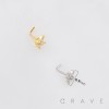 DIMENSIONAL MULTI CZ STAR POLISH 316L SURGICAL STEEL L-SHAPE NOSE RING